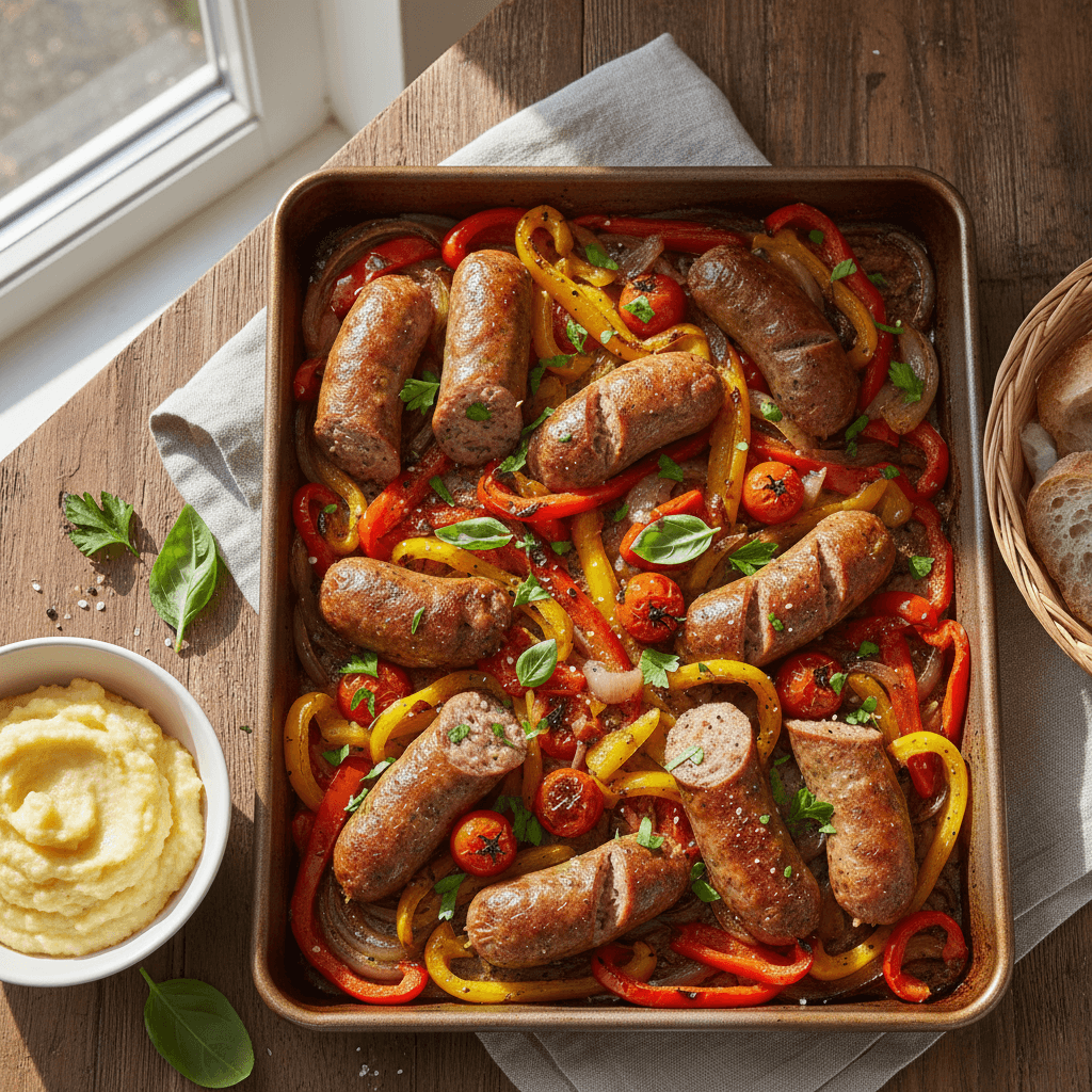 Sheet Pan Sausage and Peppers