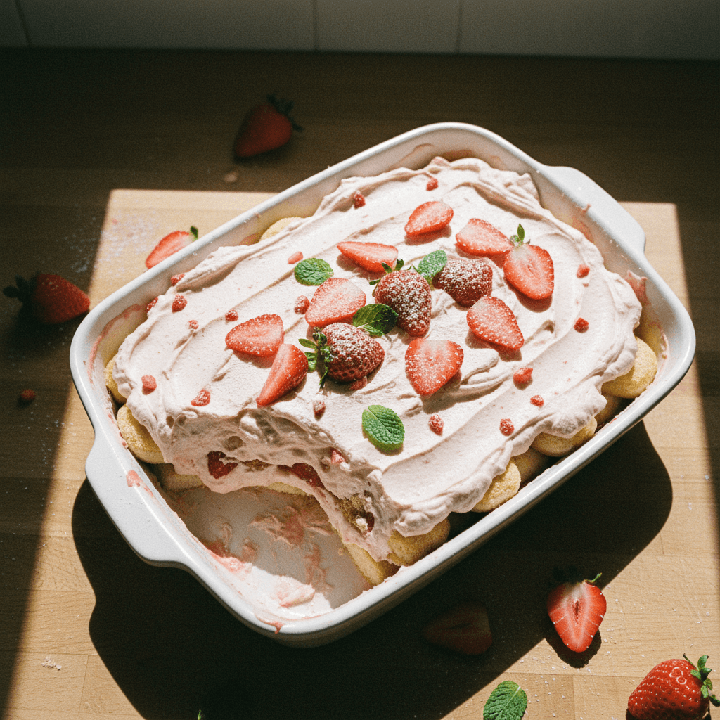 جبن الماسكربوني محلي الصنع وتيراميسو الفراولة