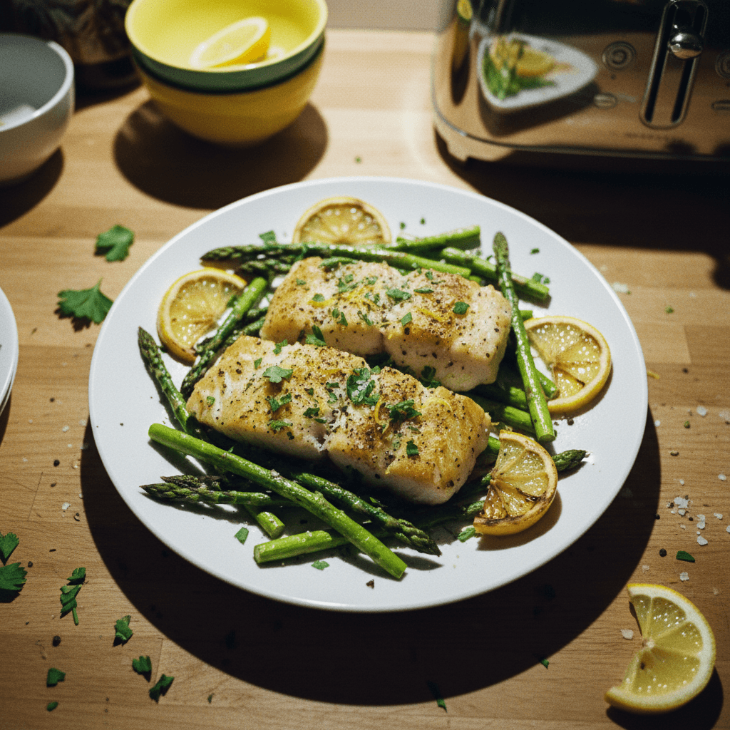 Lemon Herb Baked Cod with Asparagus