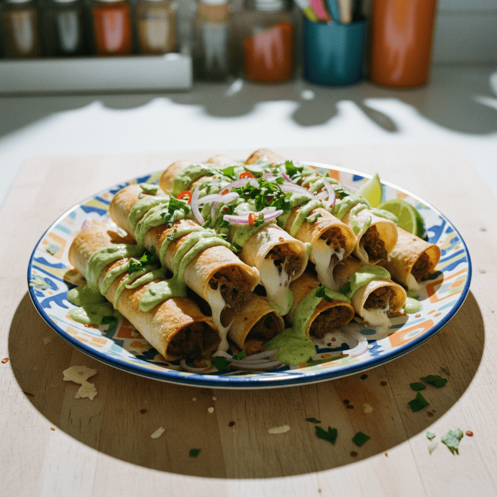 Crispy Cheesy Beef Taquitos