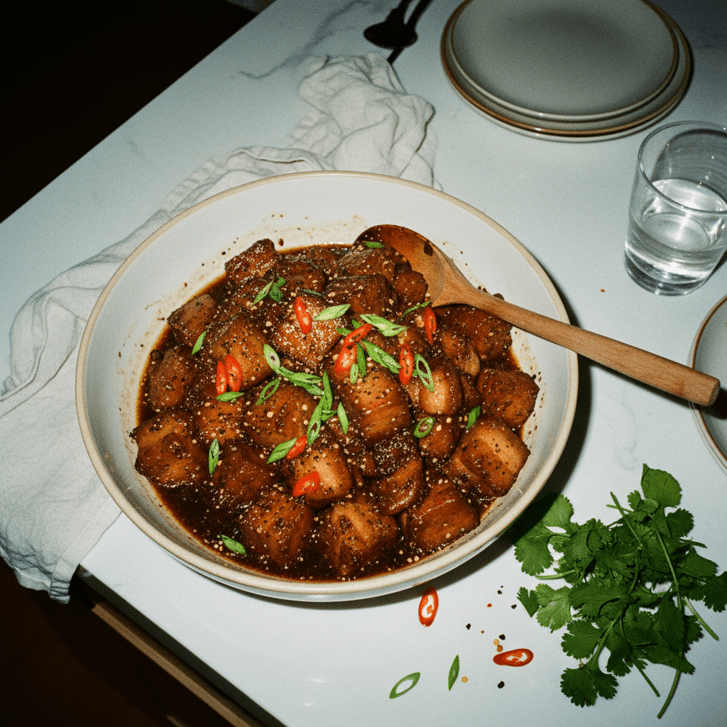 Braised Black Pepper Pork Belly