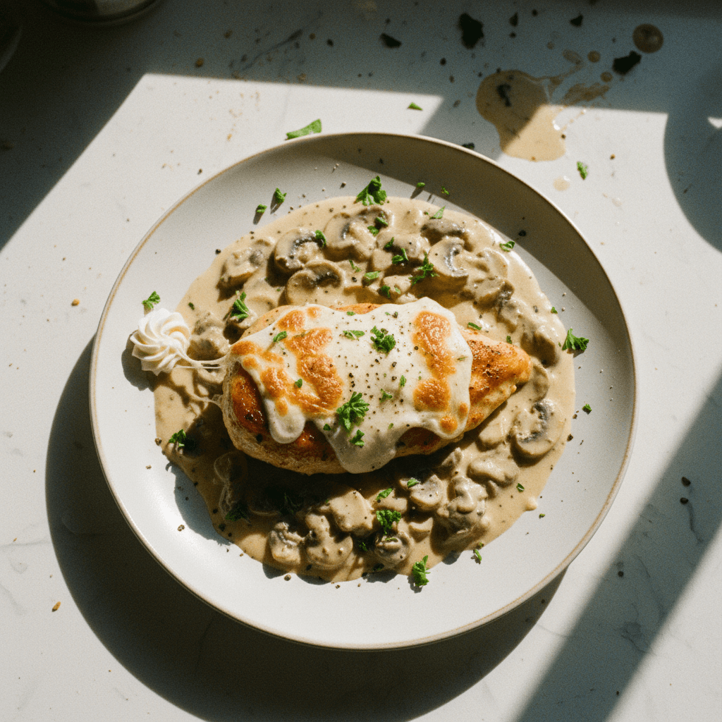 Chicken Breast with Creamy Mushroom and Cheese