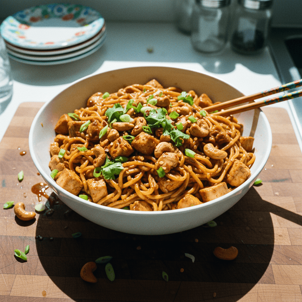 20 Minute Cashew Chicken Noodles
