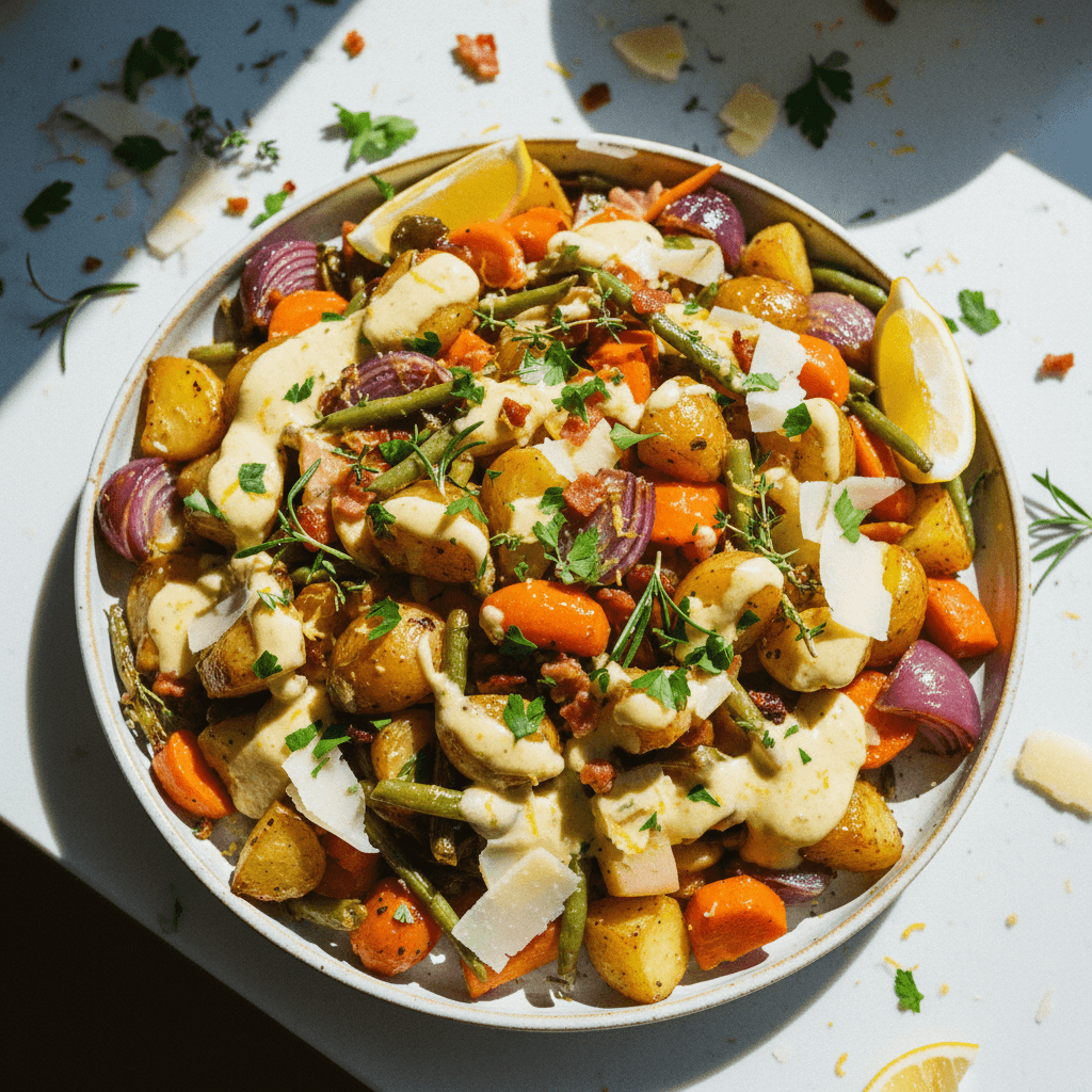 Roasted Root Medley with Honey-Glazed Green Beans