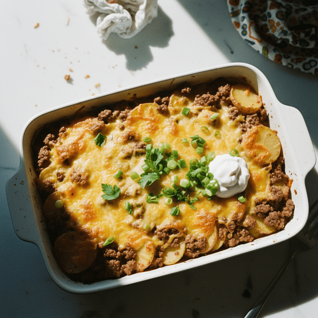 Cheesy Ground Beef and Potato Casserole
