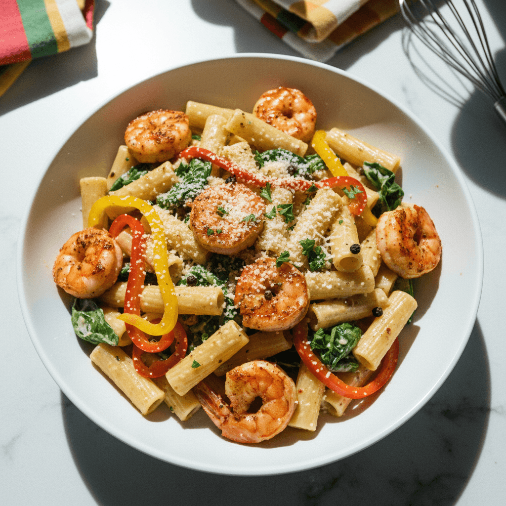 High Protein Cajun Shrimp Alfredo