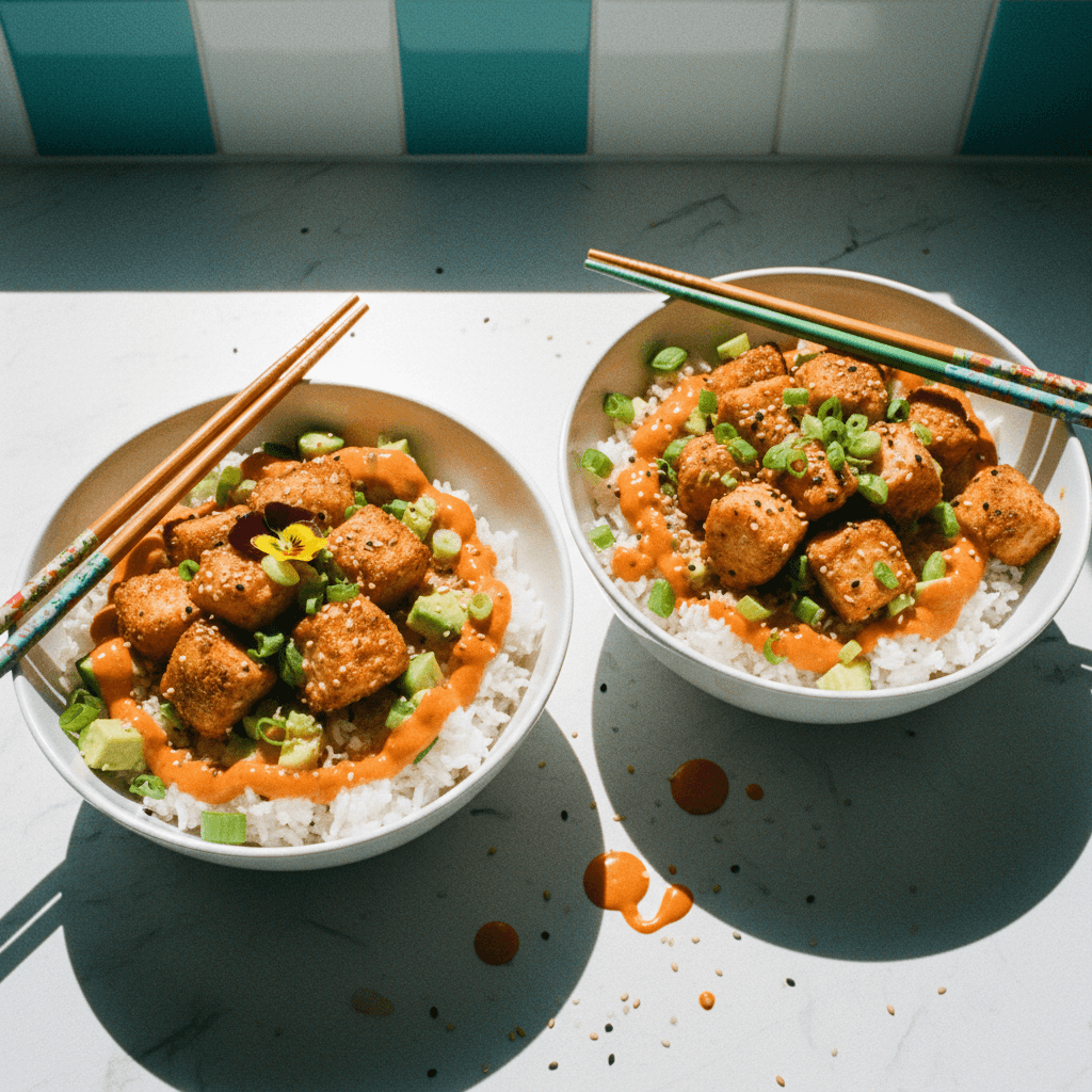 Spicy Salmon Rice Bowls