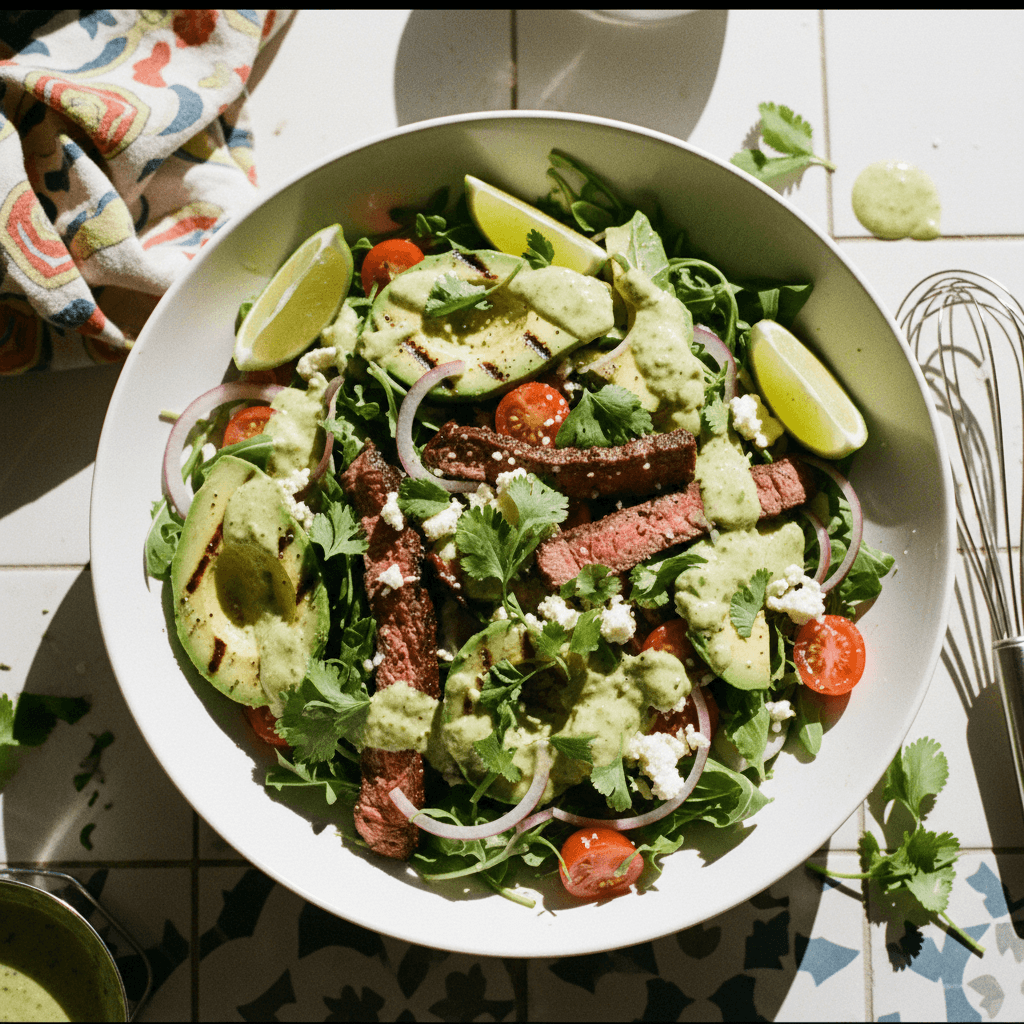 Keto Avocado Steak Salad with Zesty Lime Dressing