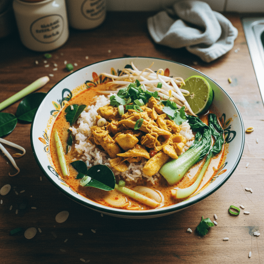 Laksa Inspired Chicken Rice and Broth