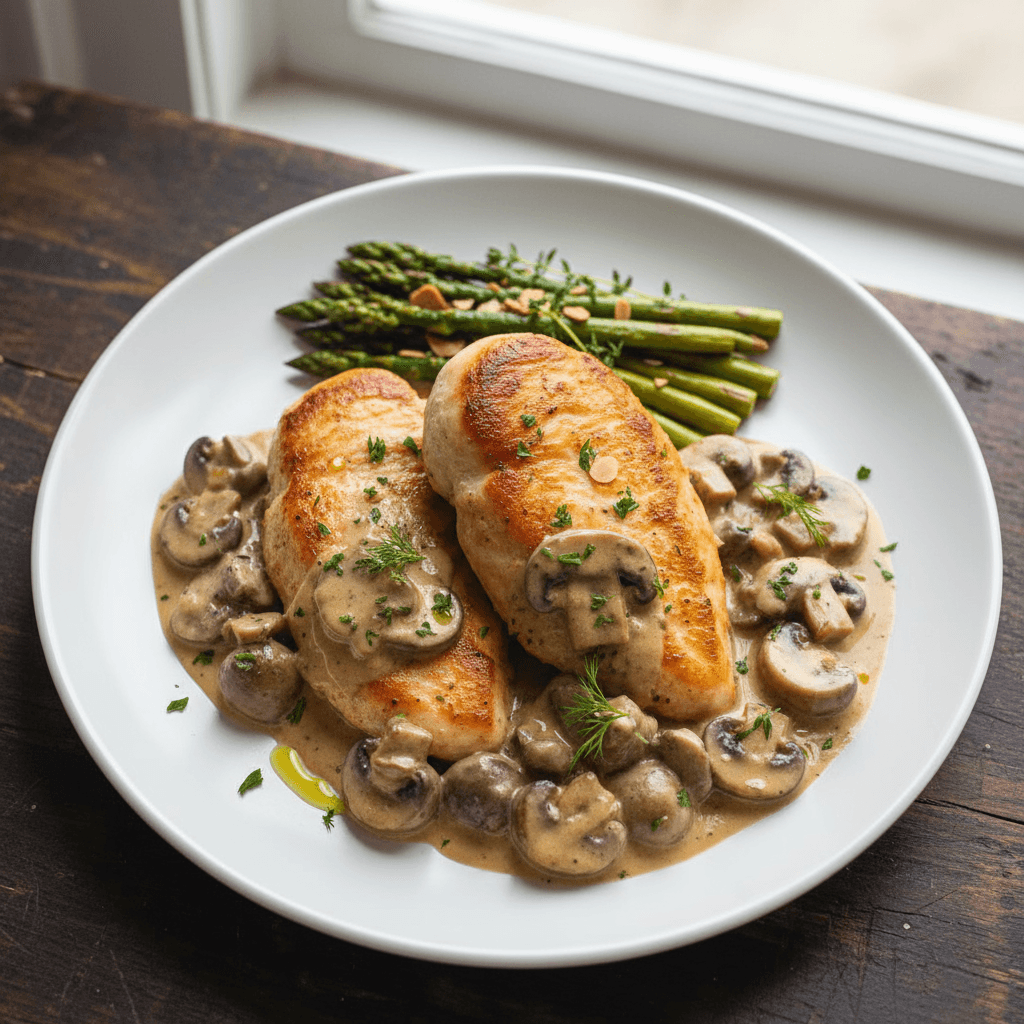 Chicken with Mushroom Cream Sauce