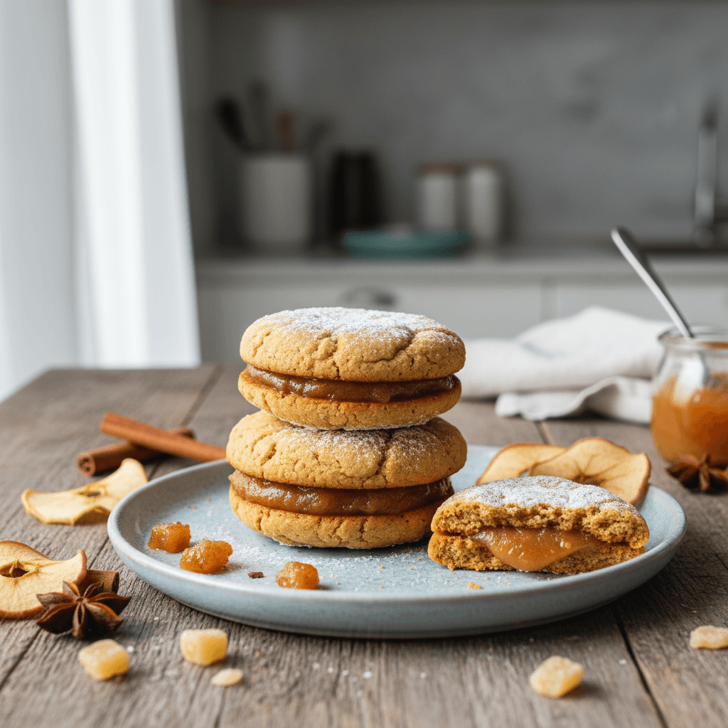 Ginger Molasses Sandwich Cookies with Apple Butter Filling