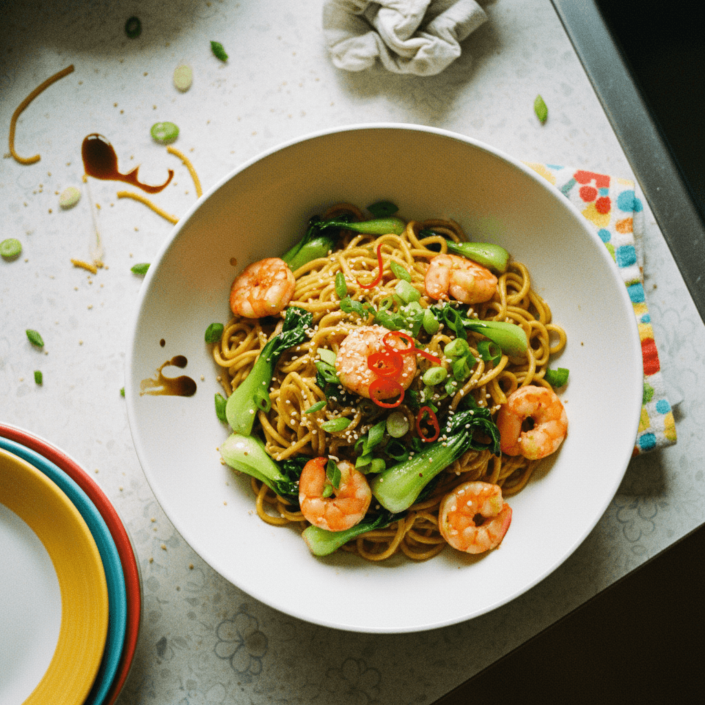 Shrimp and Bok Choy Shanghai Noodles