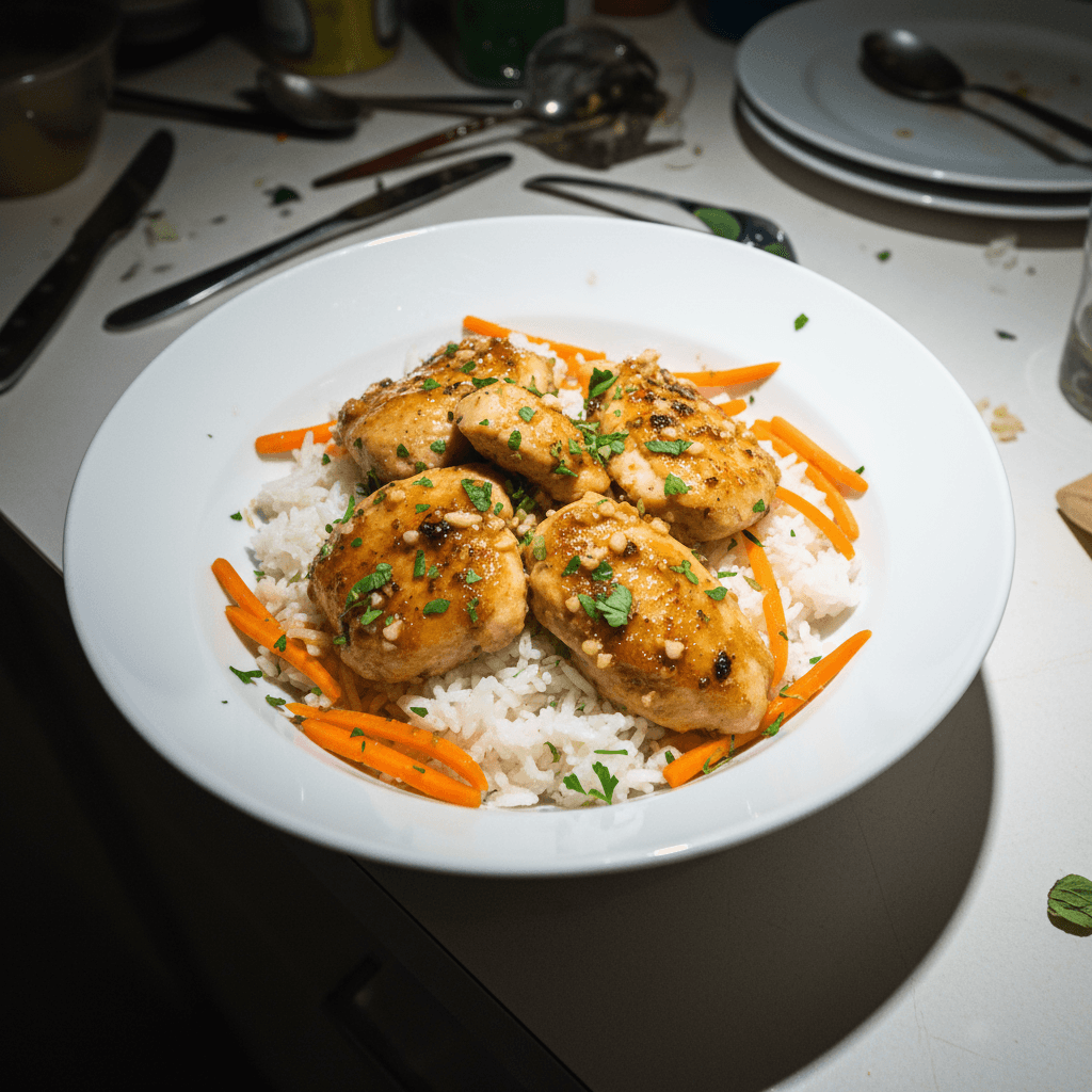 Garlic Herb Chicken with Steamed Rice