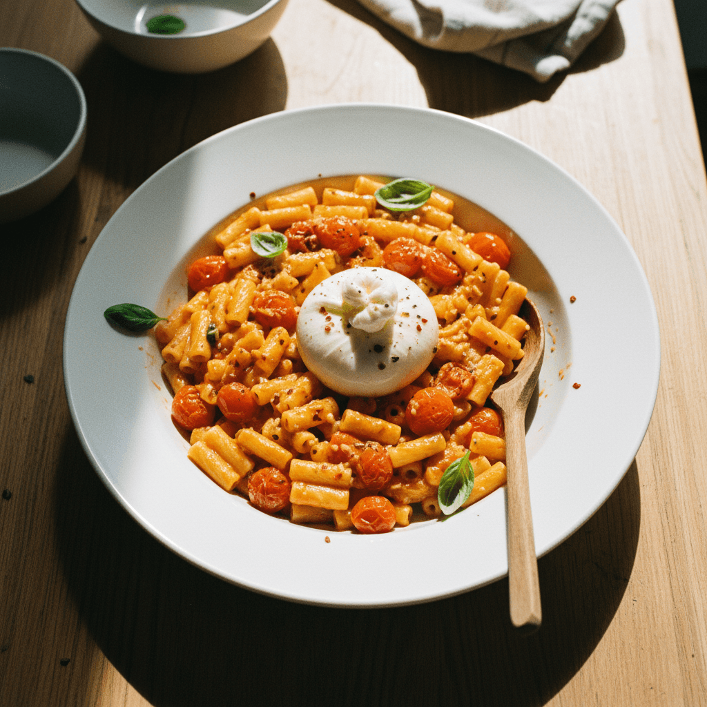 Creamy Tomato Ditalini with Burrata