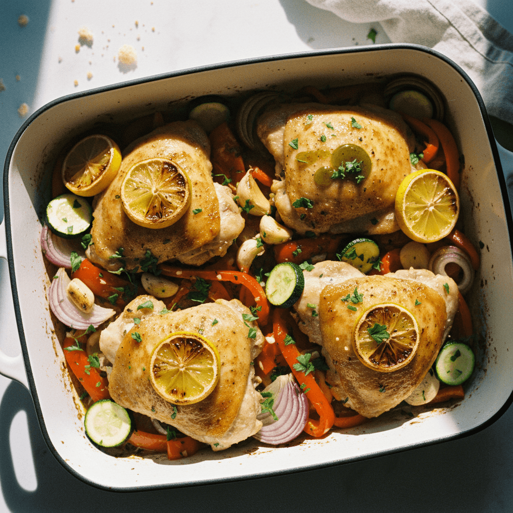 Roasted Chicken with Lemon and Fresh Vegetables