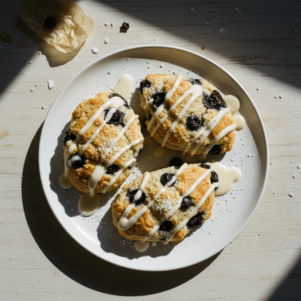 Bakery-Style Blueberry Scones with Vanilla Icing