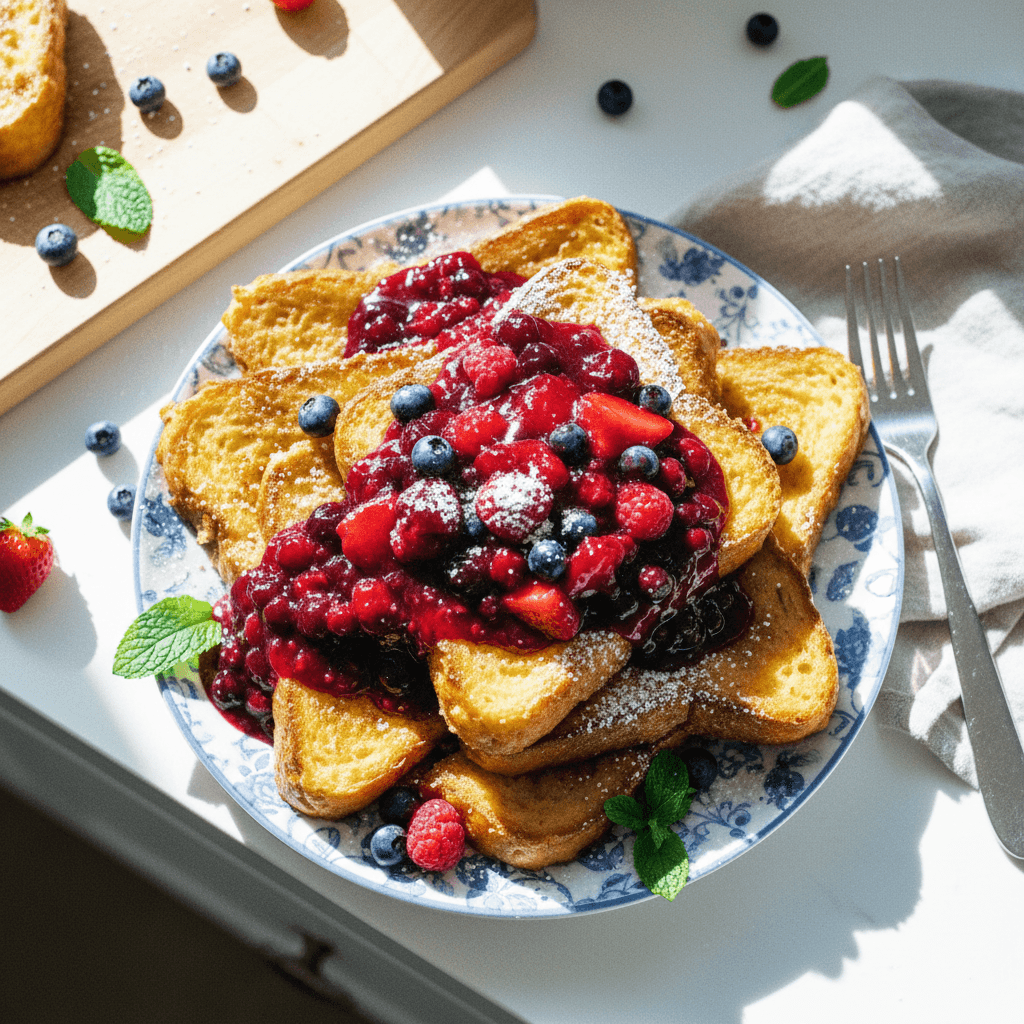 Challah French Toast with Berry Compote