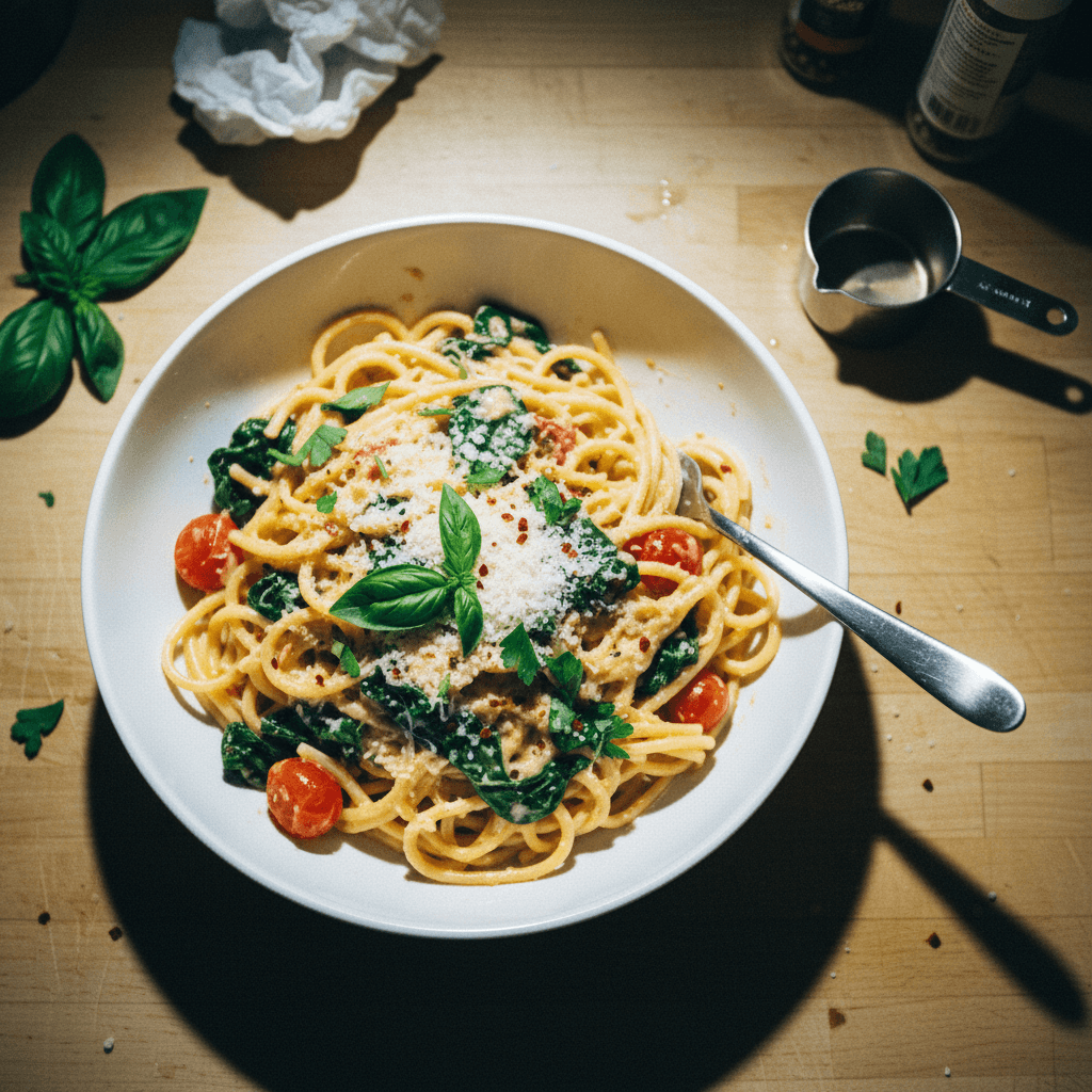 Creamy Tomato and Spinach Pasta