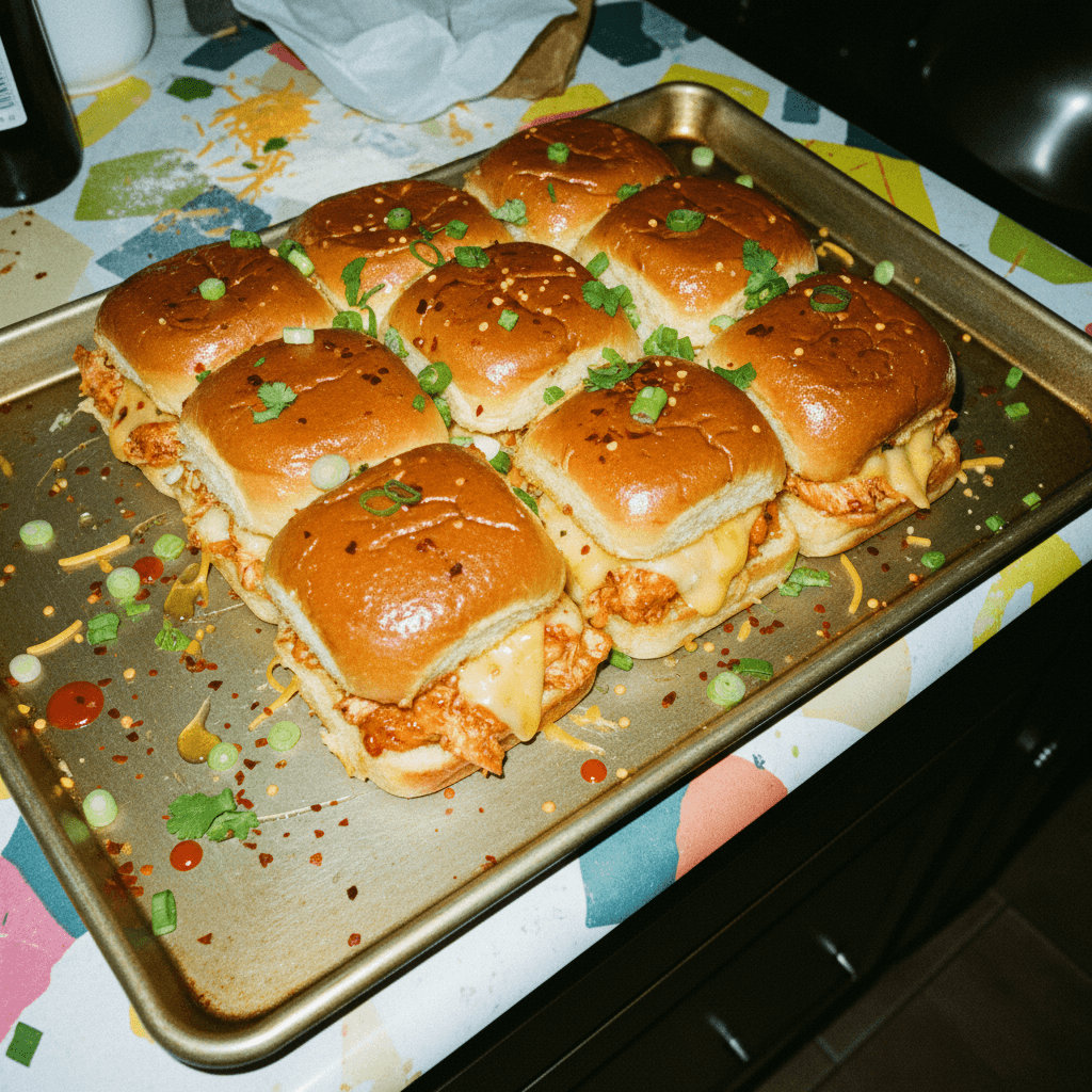Cheesy Honey Sriracha Chicken Sliders