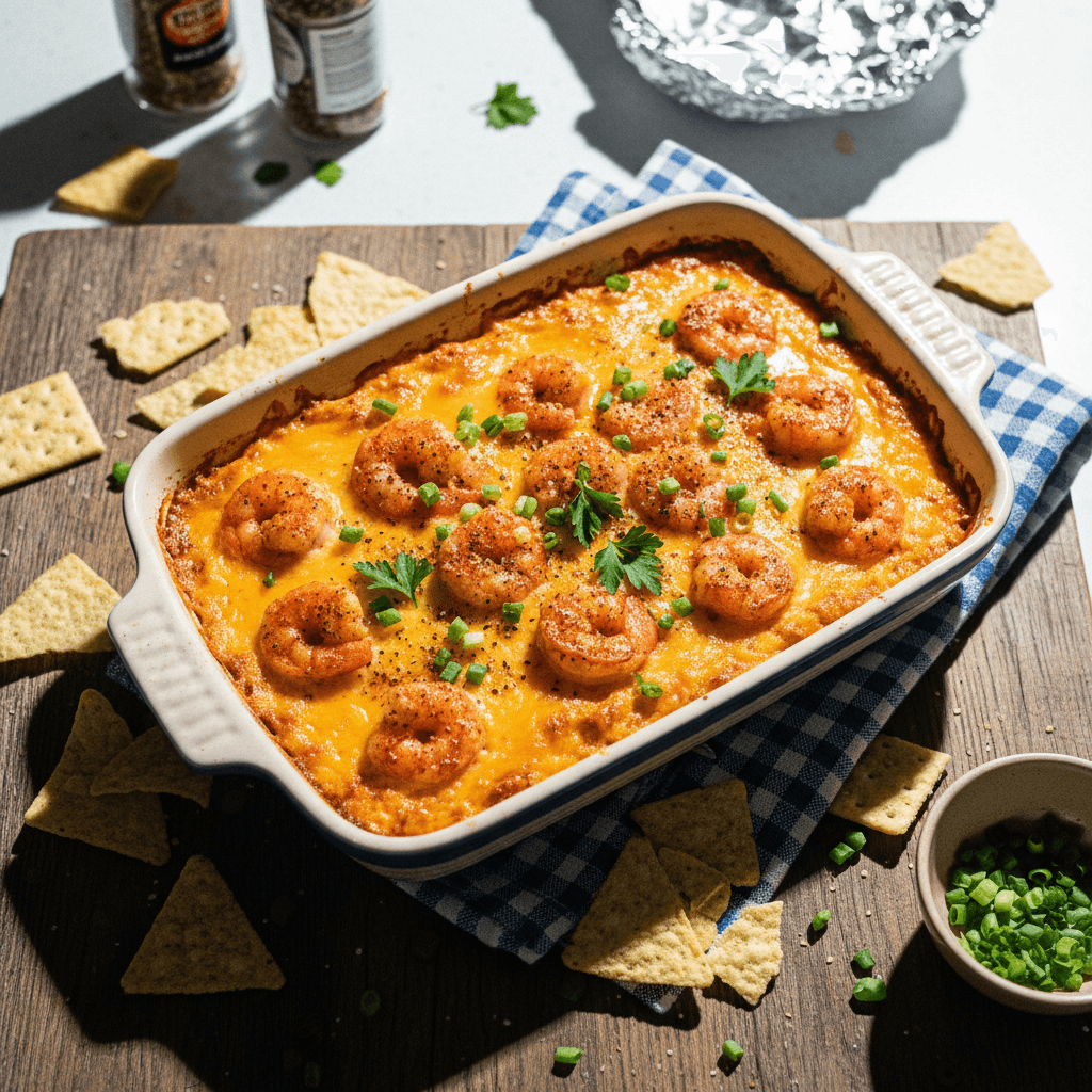 Hot Cheesy Cajun Shrimp Dip