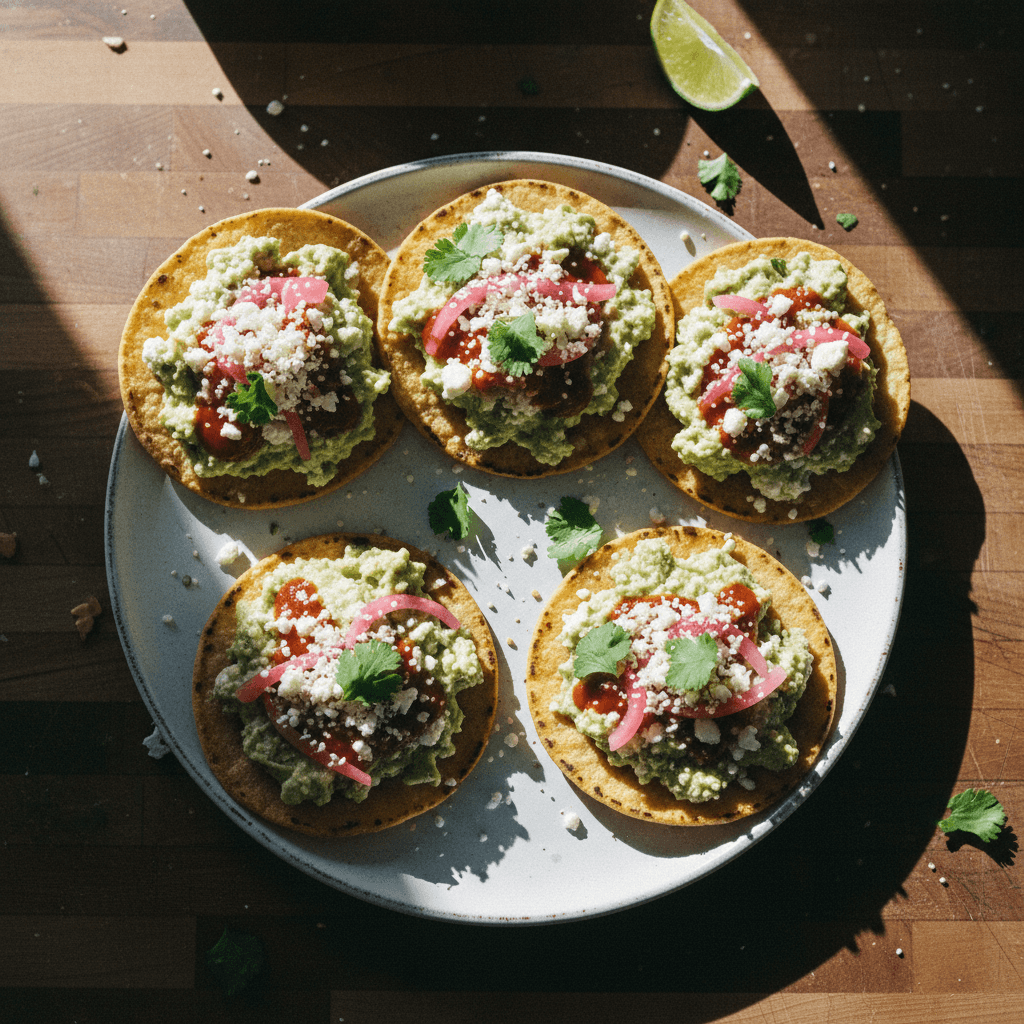 Low Carb High Protein Creamy Avocado Chicken Tostadas