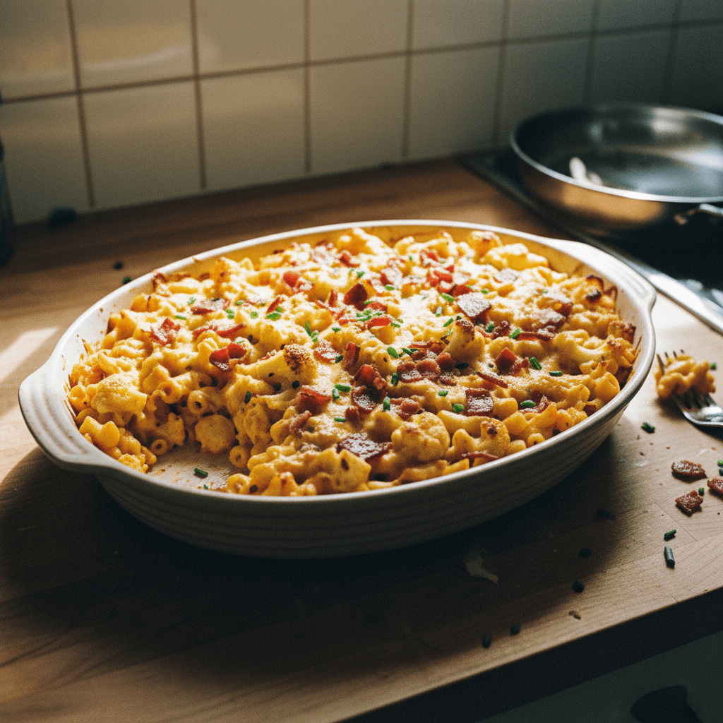 Viral Cauliflower Bacon Mac and Cheese