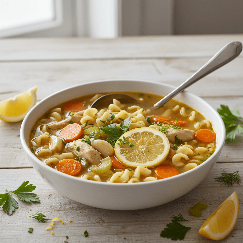 Lemon Herb Chicken Noodle Soup