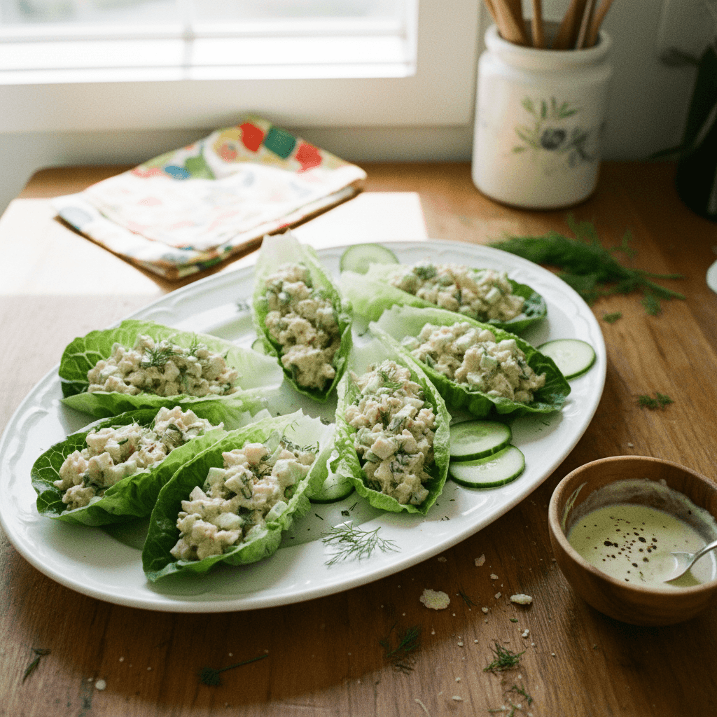 Cucumber Dill Chicken Salad Lettuce Wraps