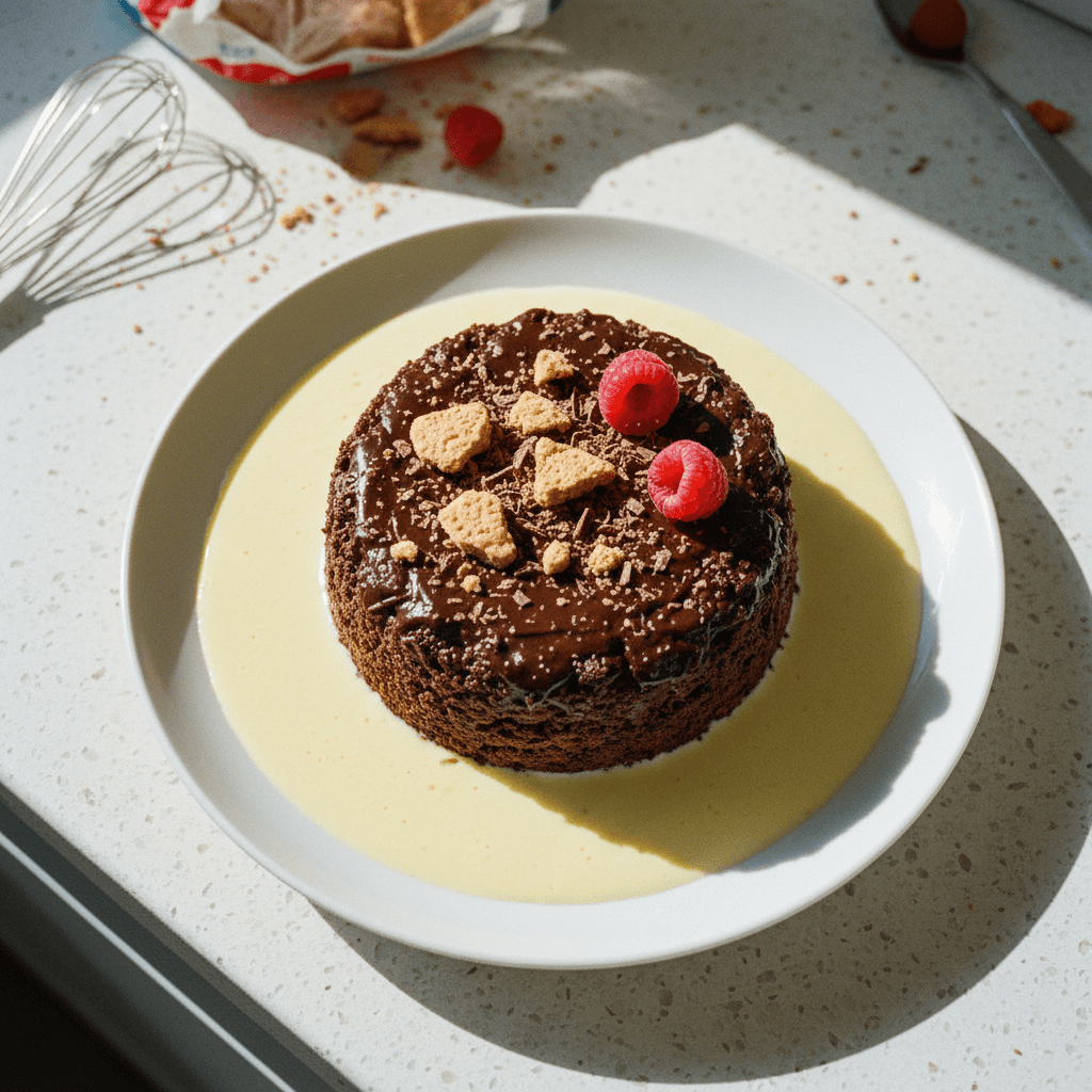 Chocolate Marias Cookie Cake with Crème Anglaise
