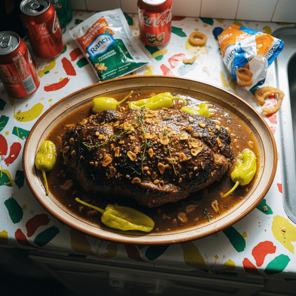Mississippi-Style Cola Pot Roast with Roasted Garlic Brown Butter Gravy