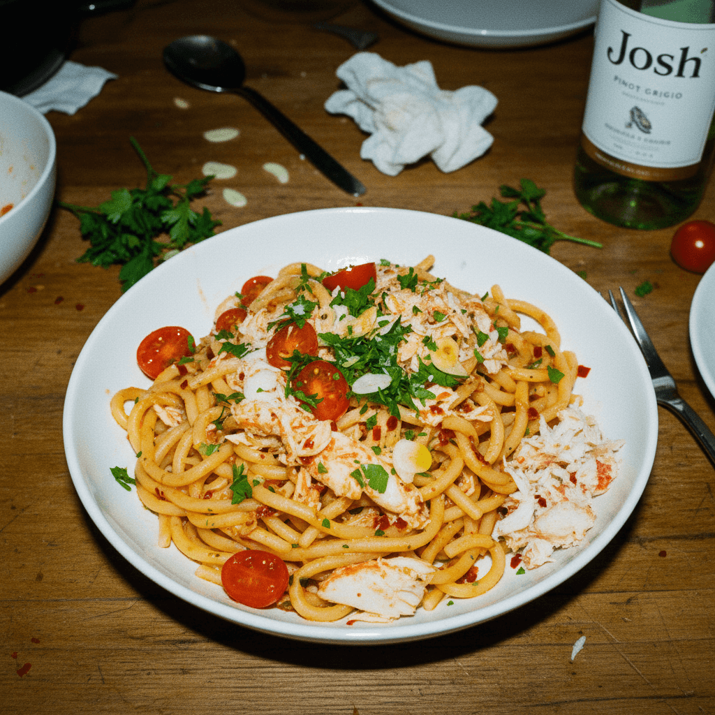 Crab Meat Bucatini Pasta
