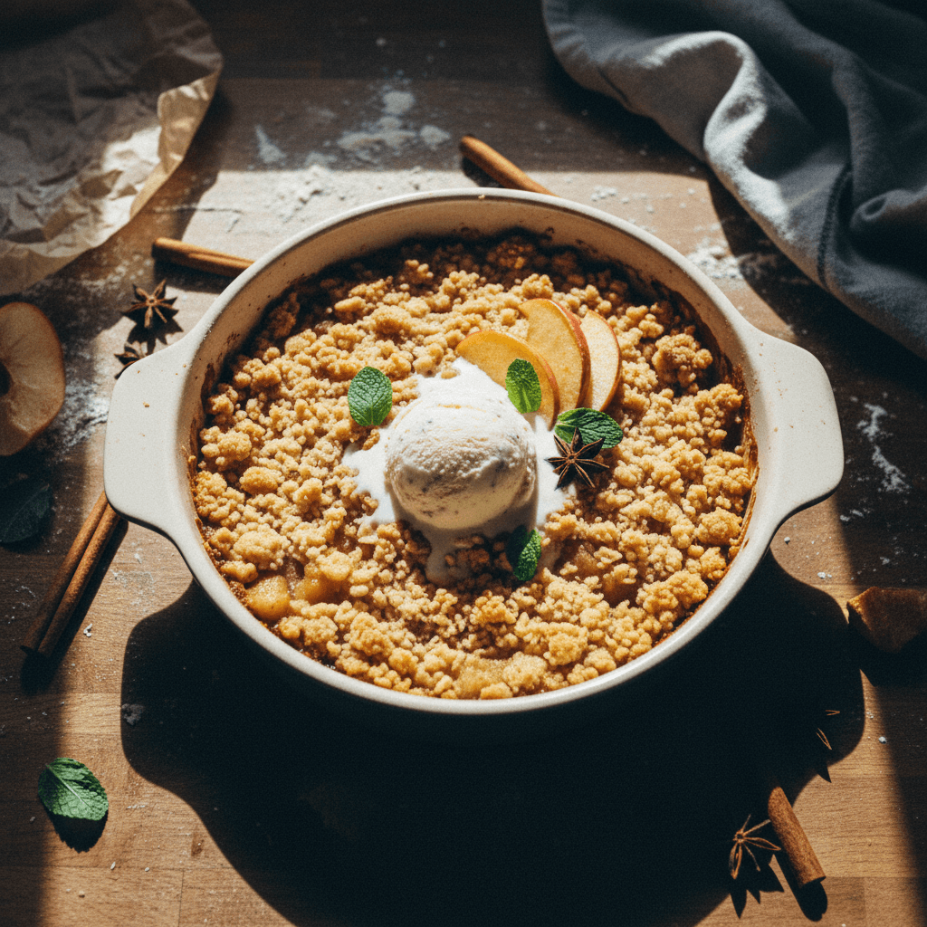 Warm Apple Crumble with Streusel
