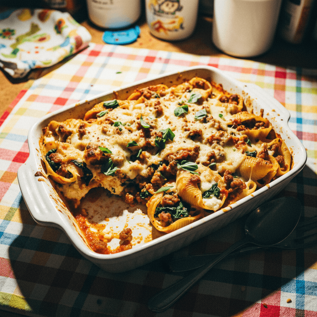 Baked Stuffed Pasta Shells with Marinara