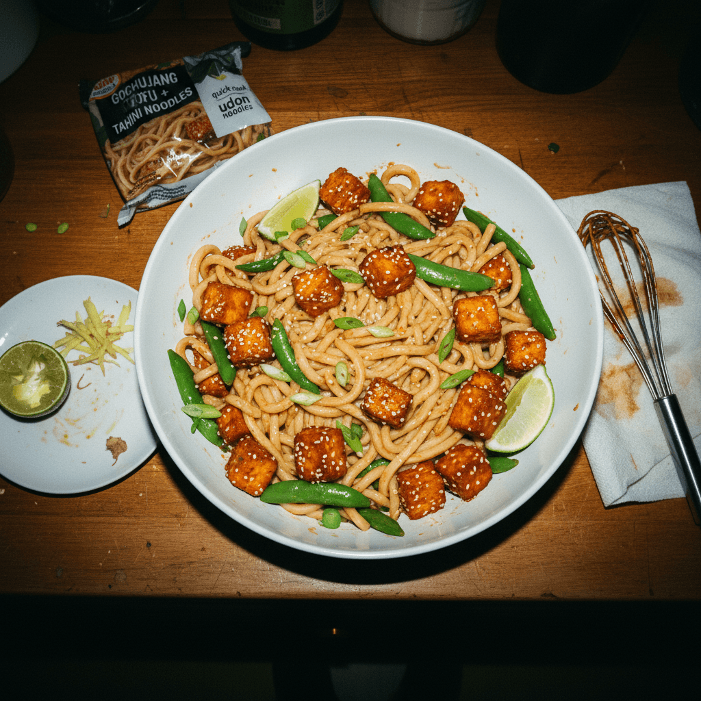Gochujang Tofu + Tahini Noodles
