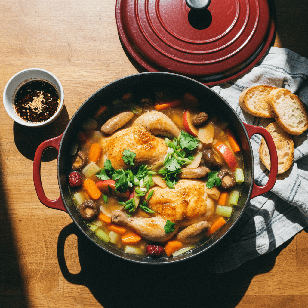 No-Water Chicken Soup with Dipping Sauce