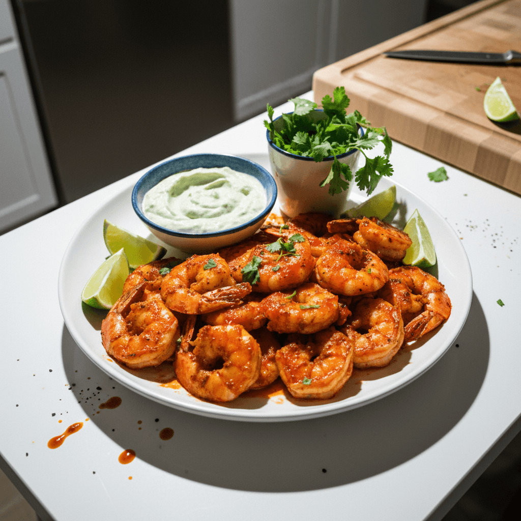 Spicy Charred Shrimp with Chile-Lime Mayo Sauce