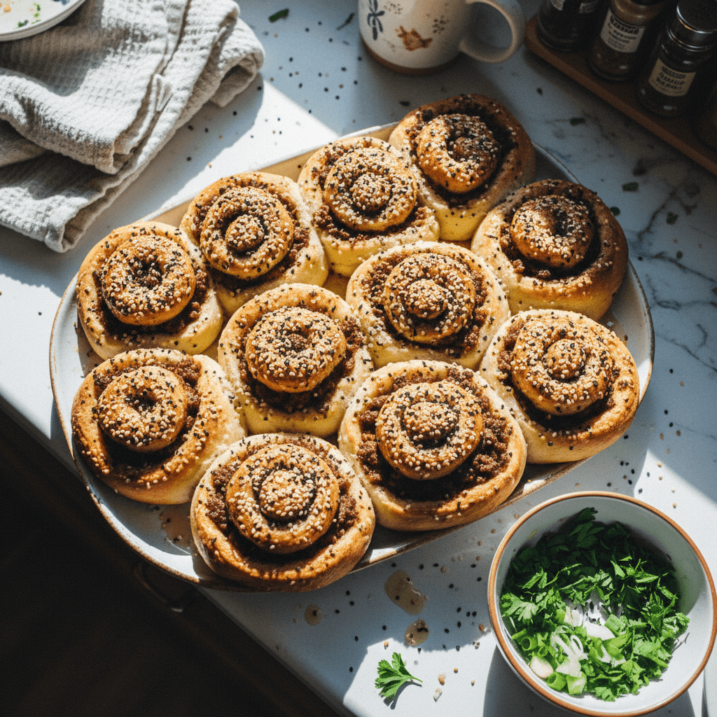 Everything Bagel Stuffed Swirl Buns