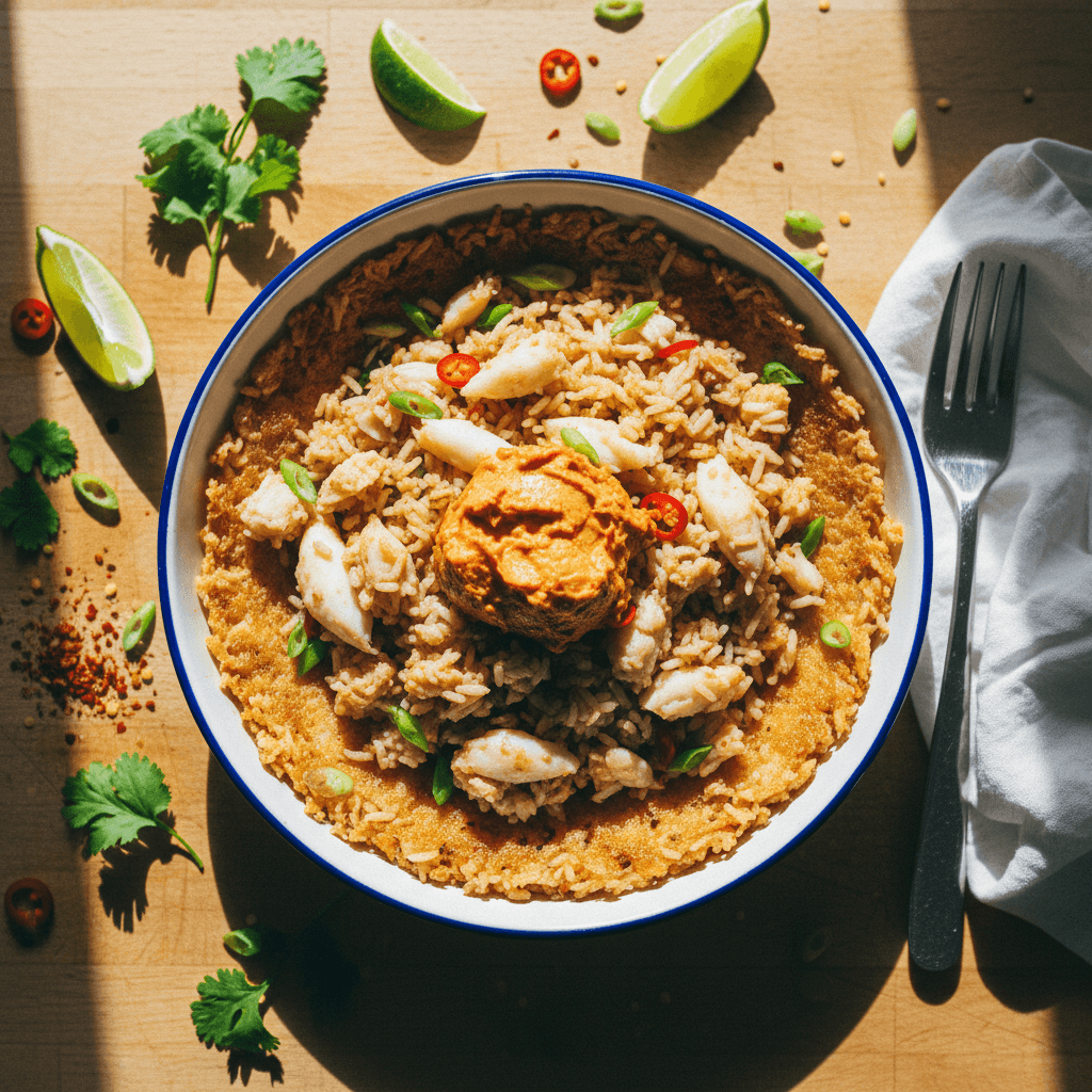 Crab Fried Rice with Crispy Rice Bottom and Decadent Crab Butter