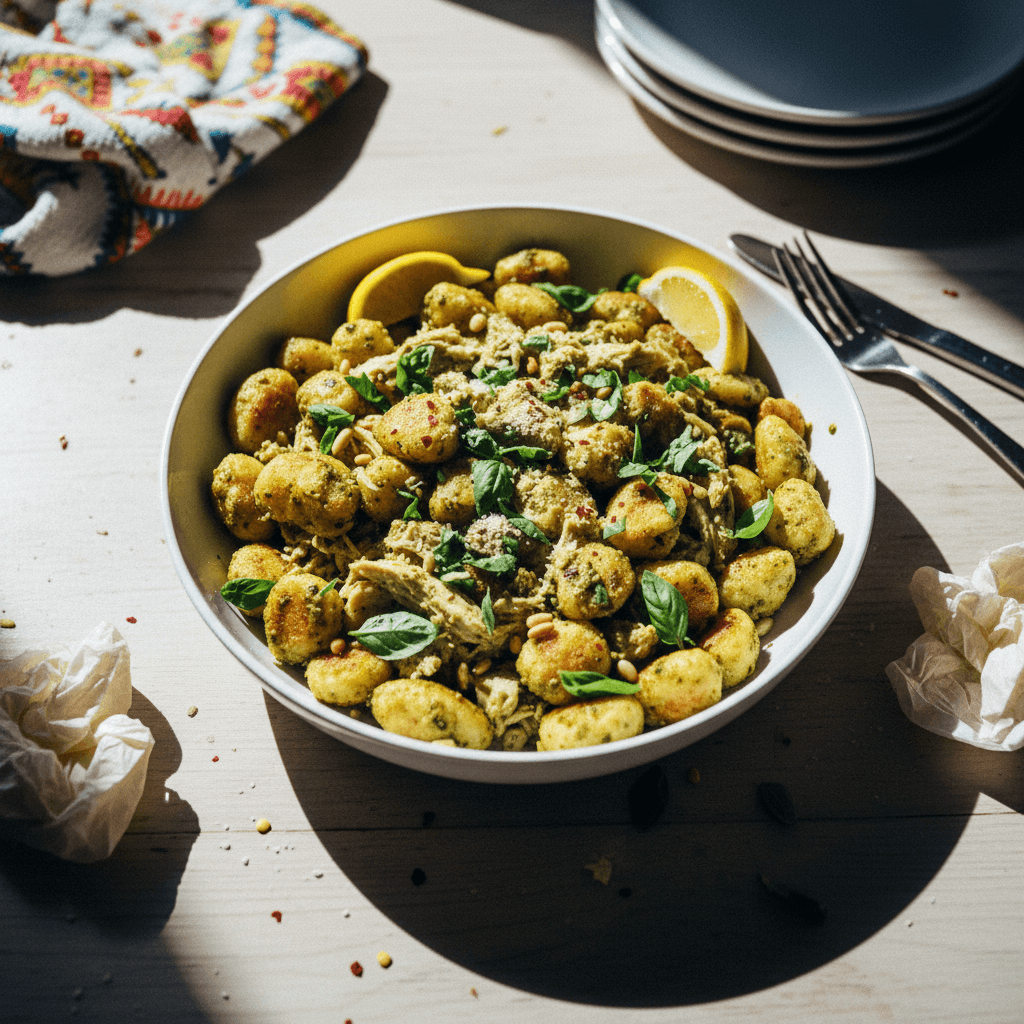 TJ's Keto Cauliflower Gnocchi with Pesto Chicken
