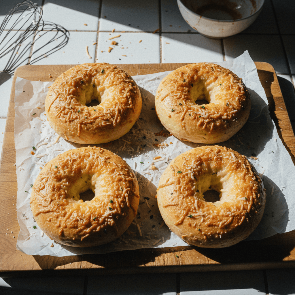 Garlic-Parmesan Cottage Cheese Bagels