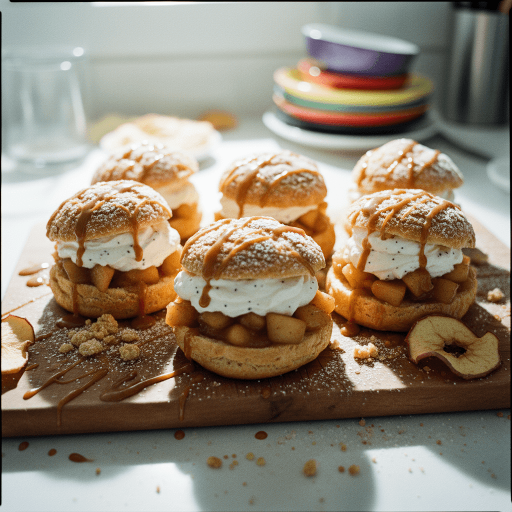 Apple Pie Choux Buns with Vanilla Bean Mascarpone Whip