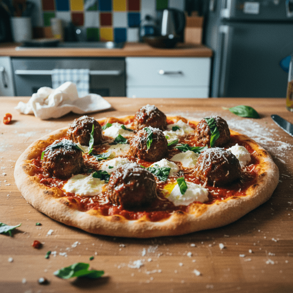 Gourmet Meatball Sarni on Pizza Dough