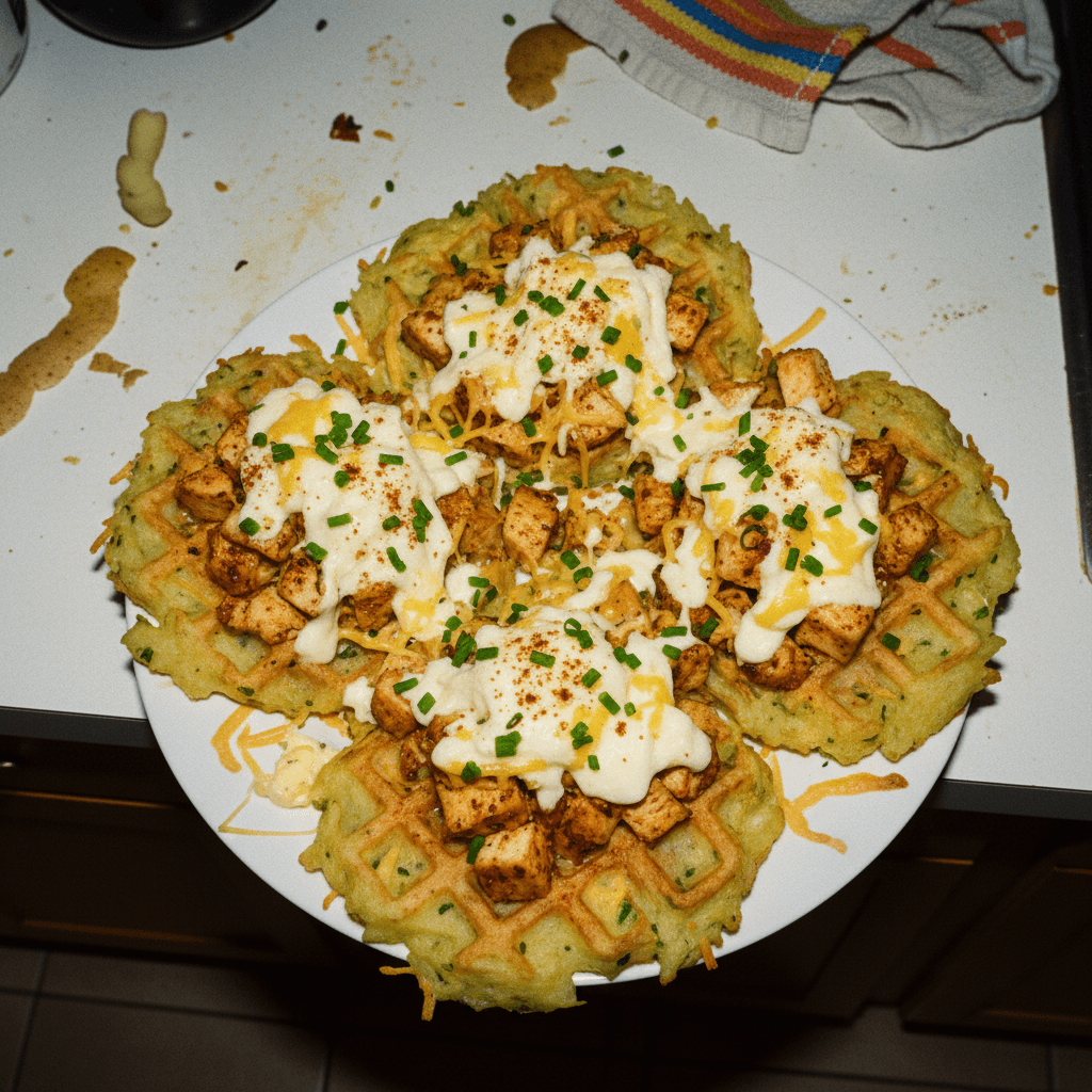 Cheesy Chicken Potato Waffles