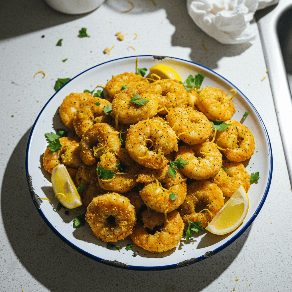 Lemon Pepper Air Fried Shrimp