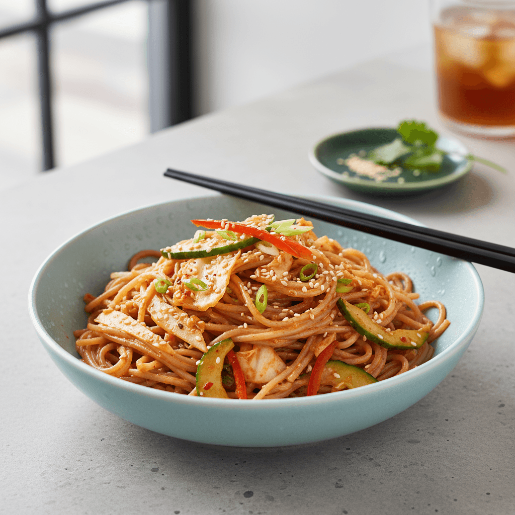 Chilled Cucumber Kimchi Noodles