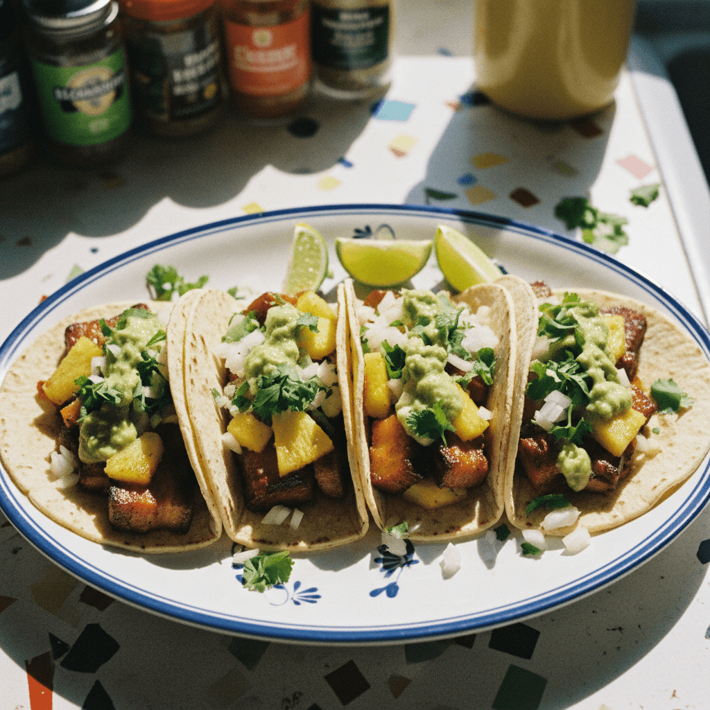 Smoked Pork Belly Al Pastor Tacos