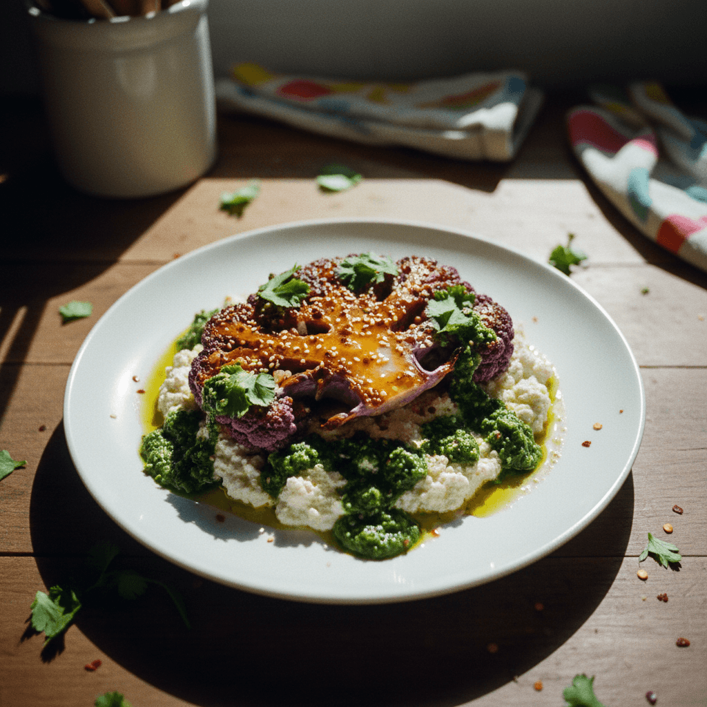 Chili Oil Butter Purple Cauliflower Steak