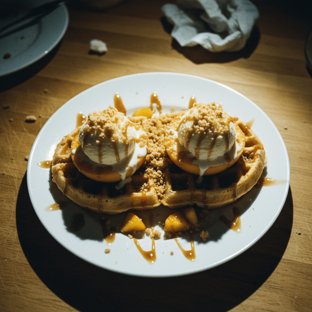 Stuffed Peaches Sundae Waffle