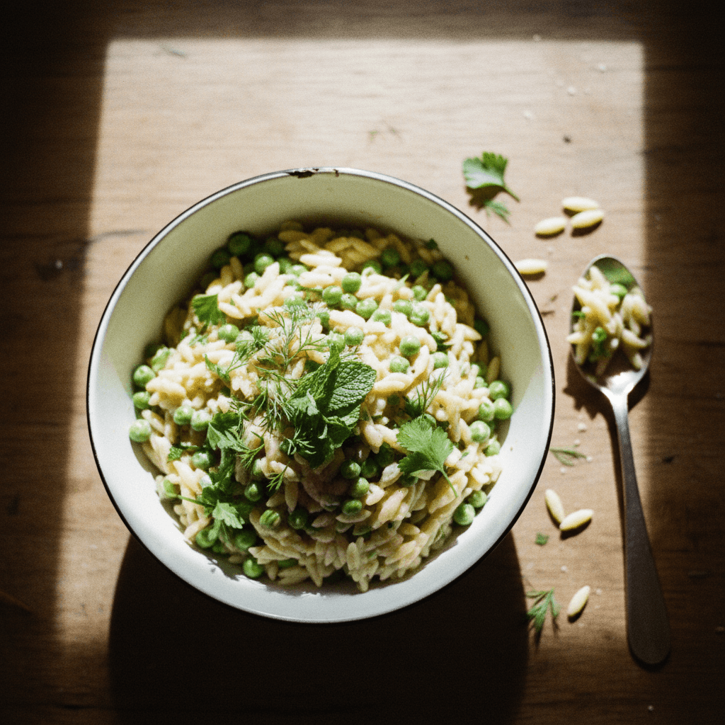Creamy Orzo with Peas and Herbs
