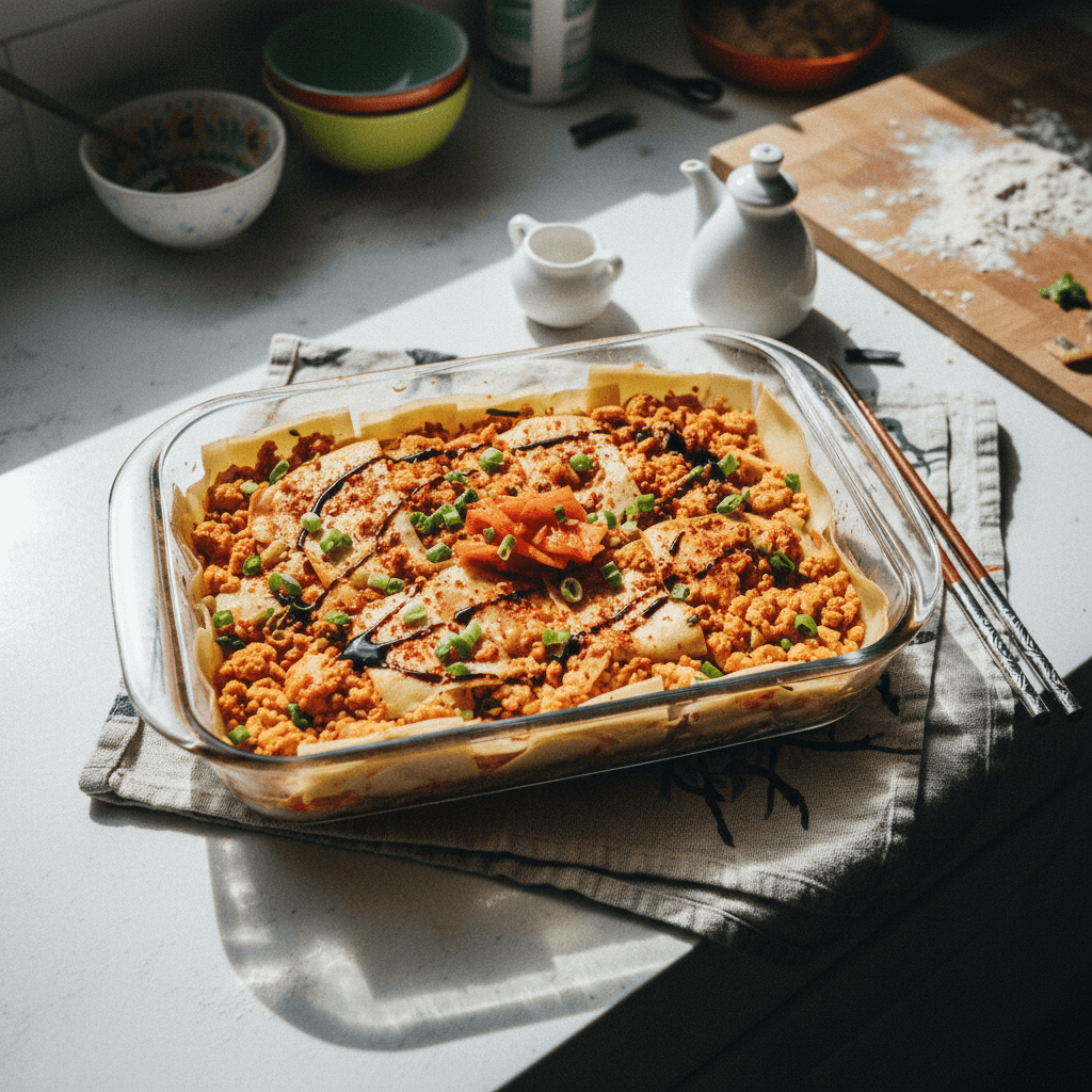 Kimchi Mandu Lasagna